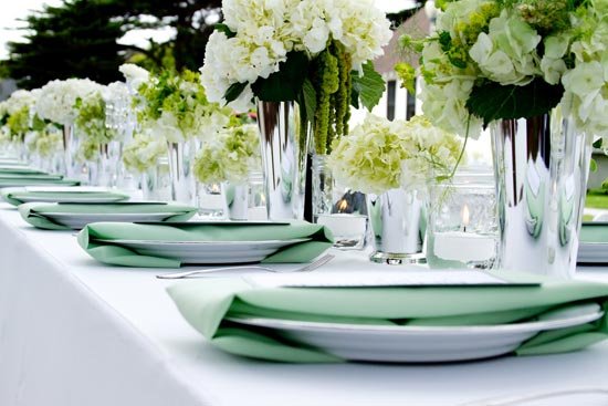 Украшение свадебных столов в мятном цвете