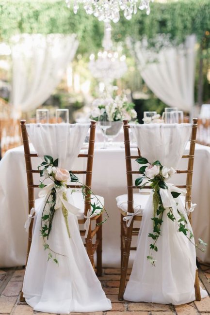 Декорирование стульев для свадебного банкета