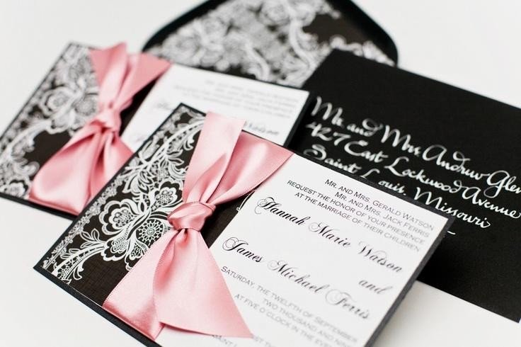 Приглашения для свадьбы в розово-черной палитре