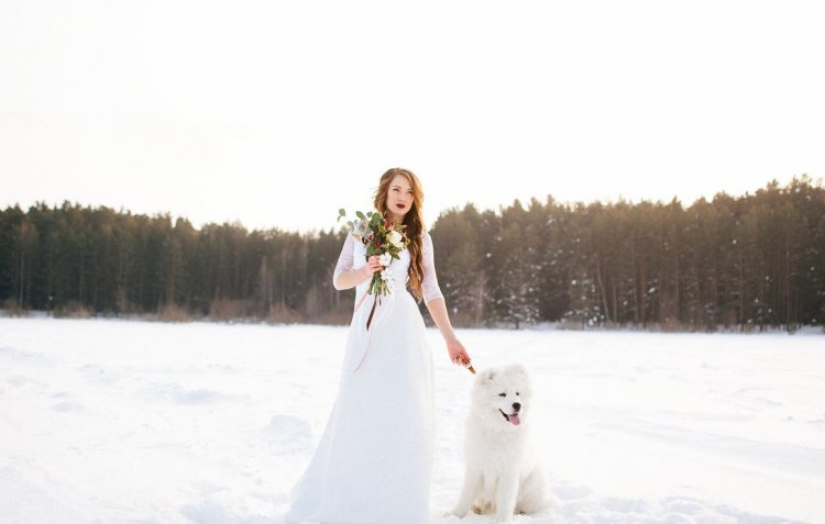 Стильная невеста на зимней свадьбе