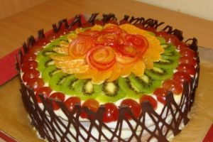 как украсить торт шоколадом и фруктами 5