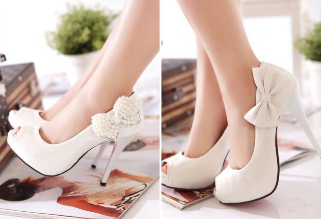 белые свадебные туфли
