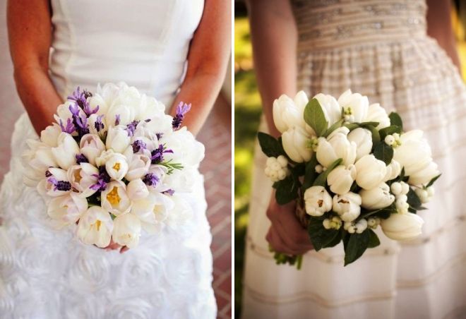 букет невесты из белых тюльпанов