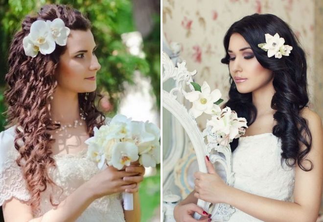 стильные свадебные прически с цветами