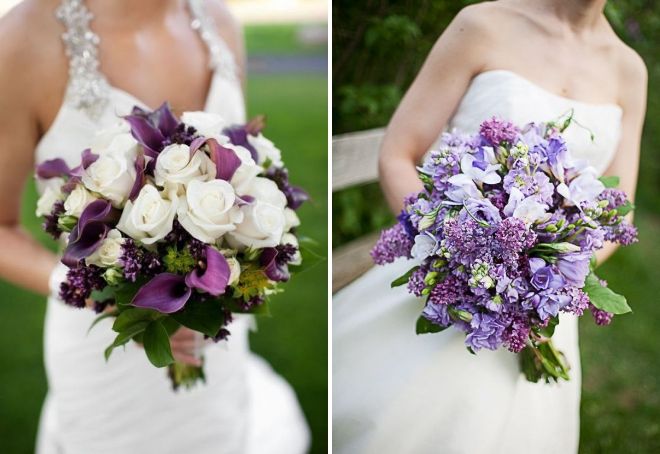 бело фиолетовый свадебный букет невесты 2019