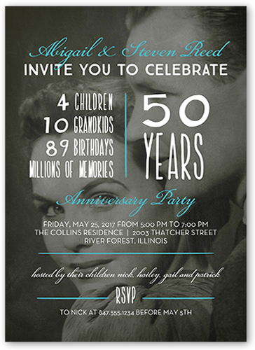 50 year wedding anniversary invitation with facts