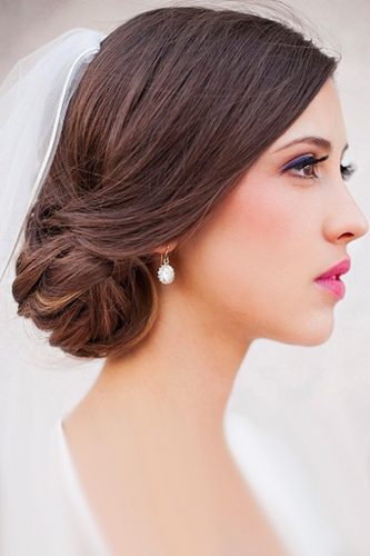 wedding bun hairstyles side bun with veil hairandmakeupbysteph