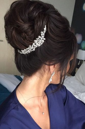 wedding bun hairstyles high bun with headpiece elstilespb