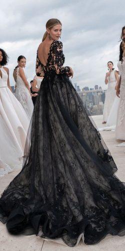 black wedding dresses ball gown low back with long sleeves full lace maggie sottero